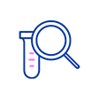 Icon of a test tube and magnifying glass 